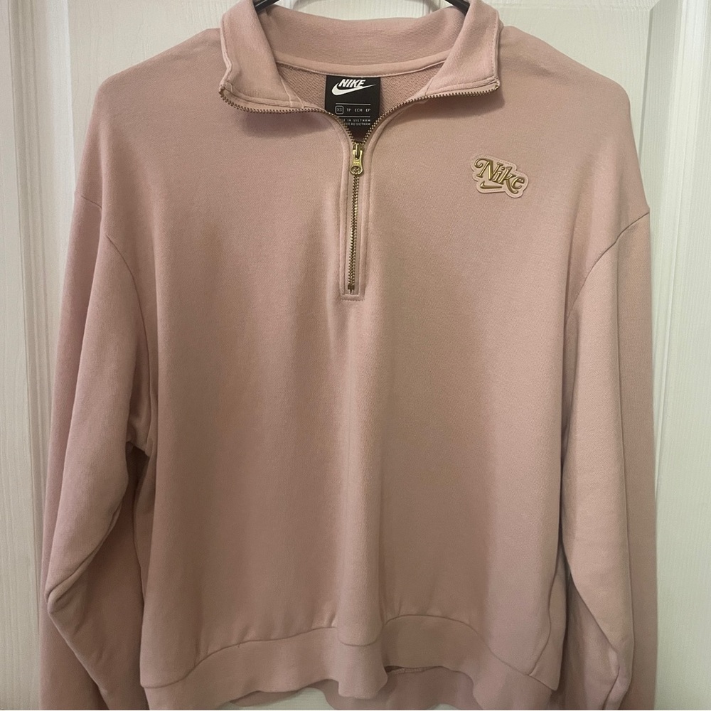 Pink Nike quarter zip up sweater
